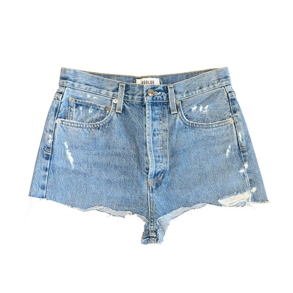 Agolde Pants - AGOLDE 90’s Jean High Rise Button Fly Denim Cut Offs Shorts Distressed Size 25